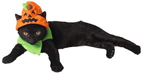 Idepet Cat Costume Halloween Pumpkin Hat Cats Costume Cute Cloak