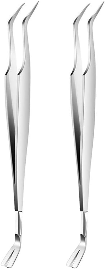 2Pcs Silver Stainless Steel Tick Tweezers Dual Tipped Tick Remover