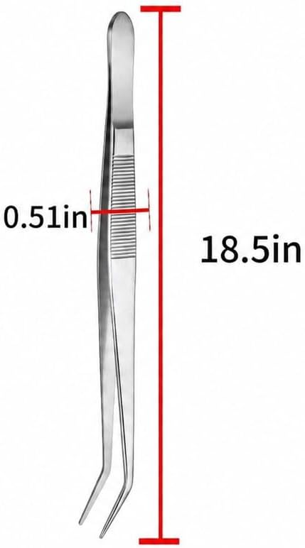 18.5 Inch Extra Long Aquarium Tweezers, 1 Pc, Stainless Stee (Curved))