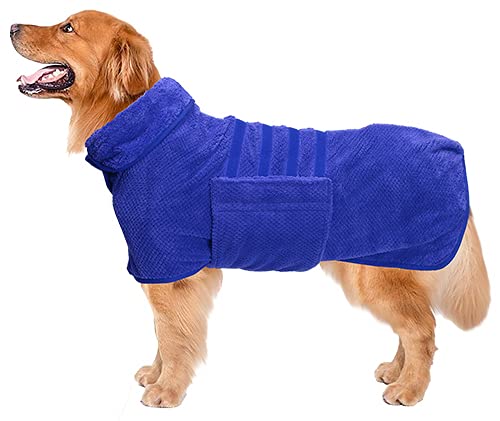 Geyecete Pineapple Grid Fast Drying Super Absorbent Dog Cat Bath Robe
