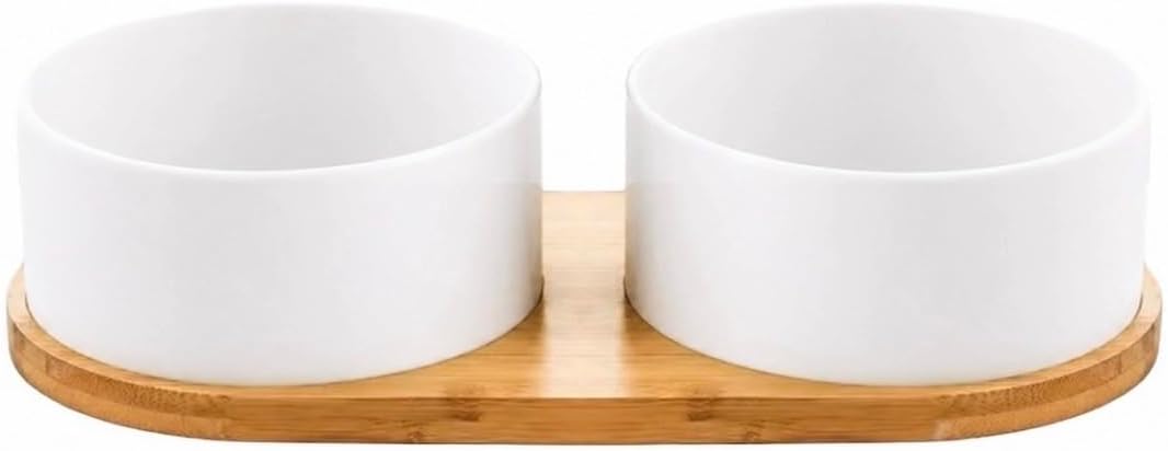 Ceramic Small Dog and Cat Bowls-Set of 2 Pet Dishes with Non-Slip