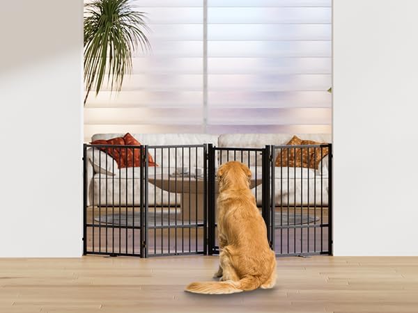SNUOWU Full Metal Freestanding Dog Gate with Door