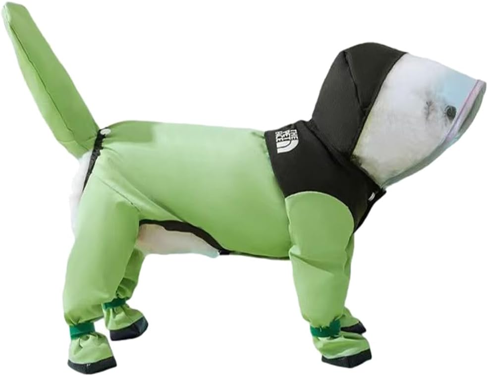 Waterproof Dog Raincoat, Clear Hood, Leash Hole