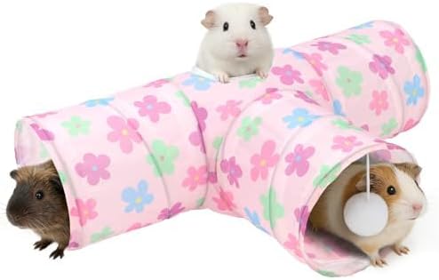 Rypet Guinea Pig Tunnel Hideout 3-Way Collapsible Small Pet Tubes