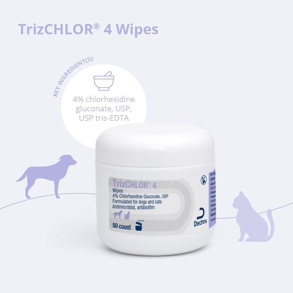 TrizCHLOR 4 Wipes for Dogs and Cats, 50 Count