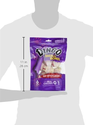 Dingo 156095 Rawhide Bones For Small Dogs, Chicken,White, 6-Count