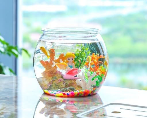 2Pcs Plastic Fish Bowls, 135oz Round Fish Tank Home Party DIY Decor