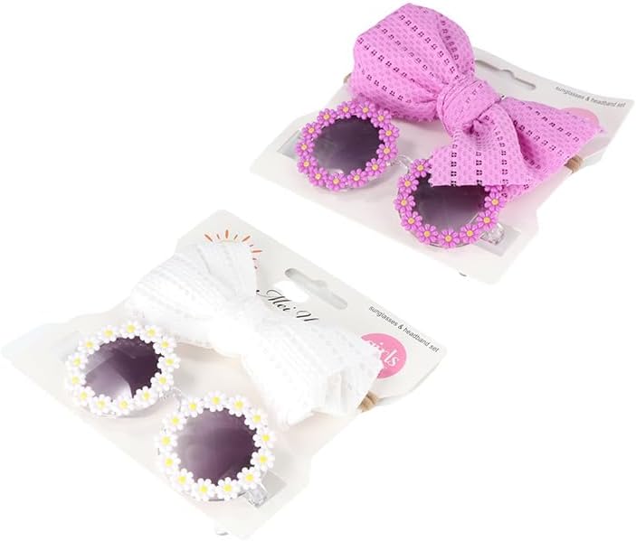 2Pcs/Set Pet Dog Bow Headband Sunflower Sunglasses Cute Summer Beach
