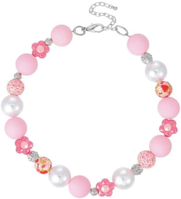 Pink Floral Beaded Collar Necklace for Dog Pet Costume Accessory