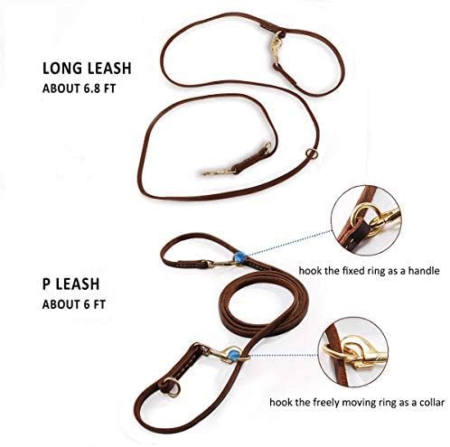 Multi Function 8ft Leather Dog Leash