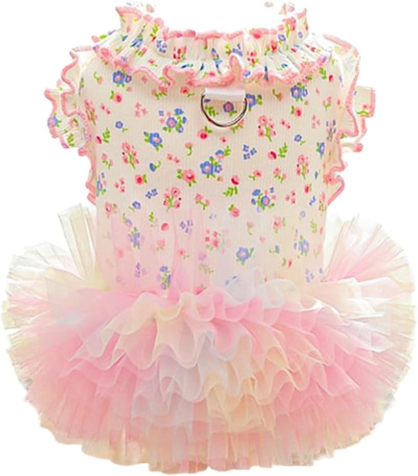 Fancy Dog Dresses with Leash Ring, Embroidered Dog Wedding Dress