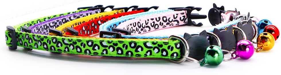 Reflective 2 Pack Breakaway Cat Collars with Bell Leopard Pattern