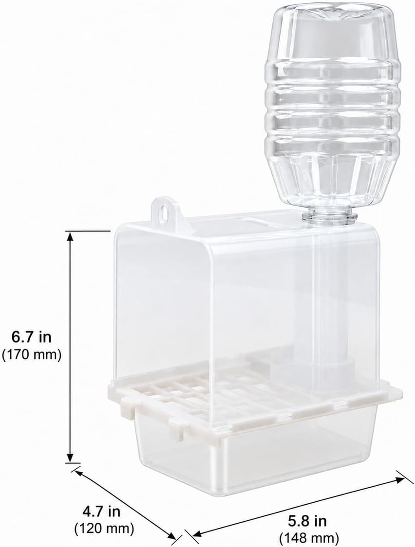 500mL No Mess Automatic Bird Feeder for Cage, Seed Catcher Tray