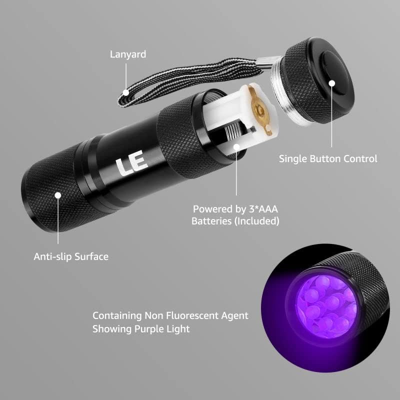 Lighting EVER Black Light Flashlight, Small UV Lights 395nm