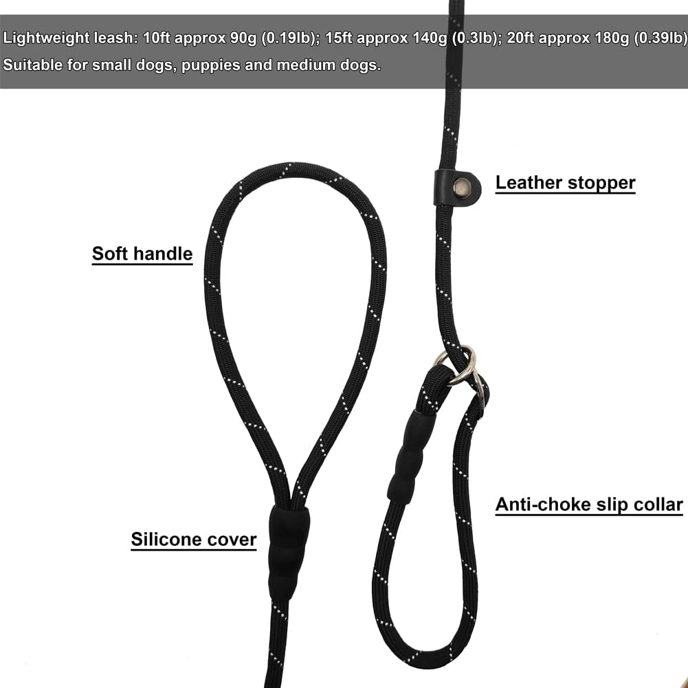 BTINESFUL 10/15/20FT Long Slip Lead Dog Training Leash