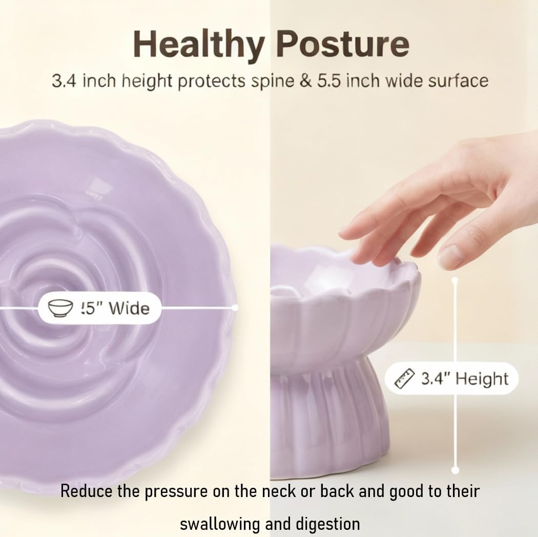 Ceramic Cat Slow Feeder, Raised Slow Feeder Cat Bowl