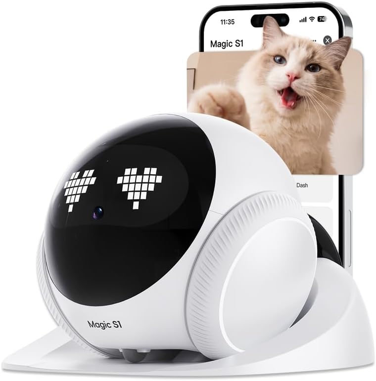 Mobile Pet Camera Robot, 1080P App-Controlled Home Camera for Dogs