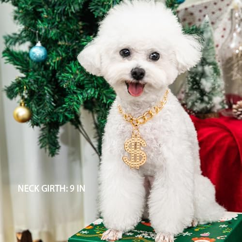 Cute Adjustable Pet Gold Chain with Dollar Pendant