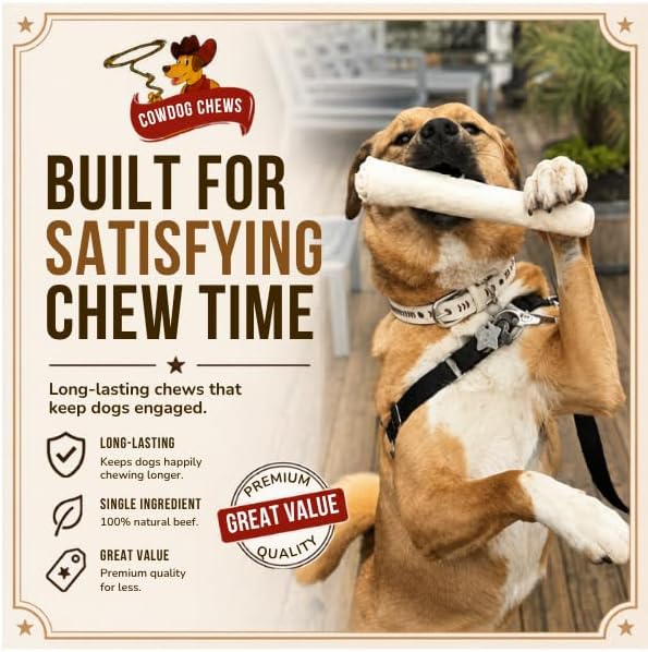 Cowdog Chews Retriever Roll 9-10 inch All Natural Rawhide Dog Treat