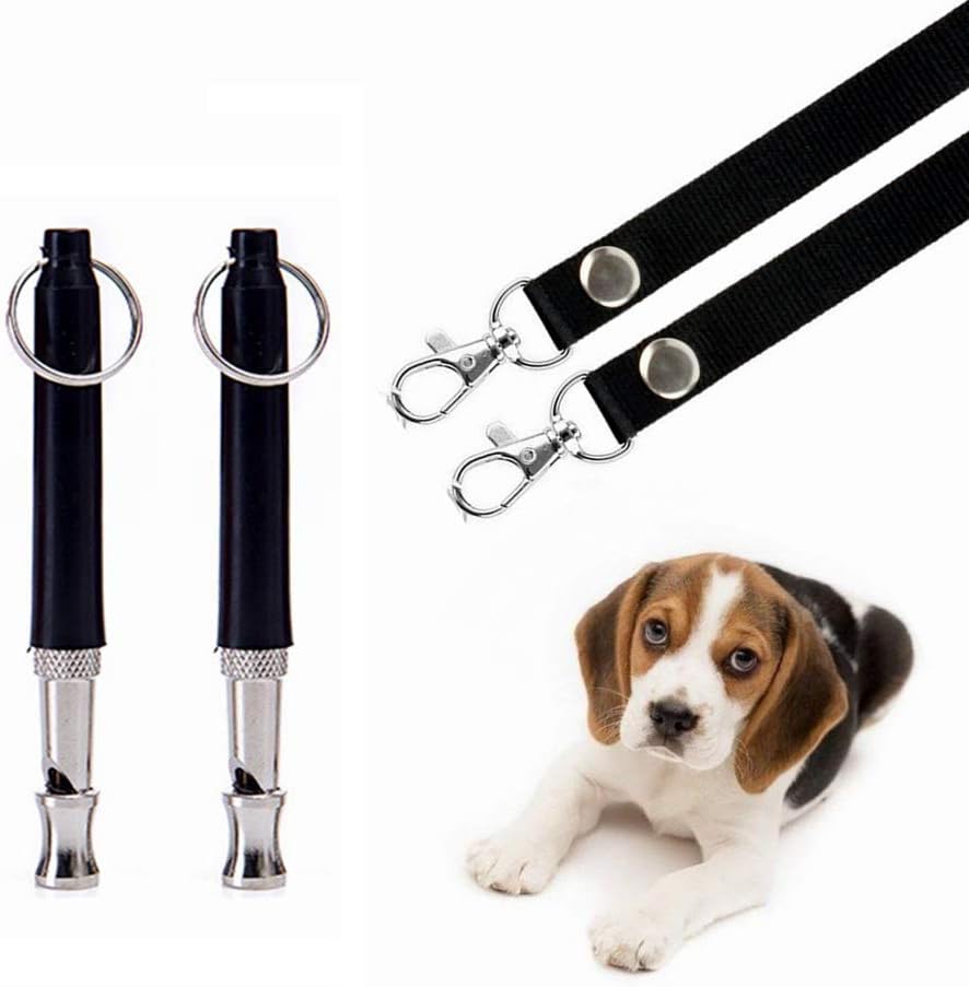 Dog Whistle 2 Pack Adjustable Ultrasonic Silent for Barking & Recall