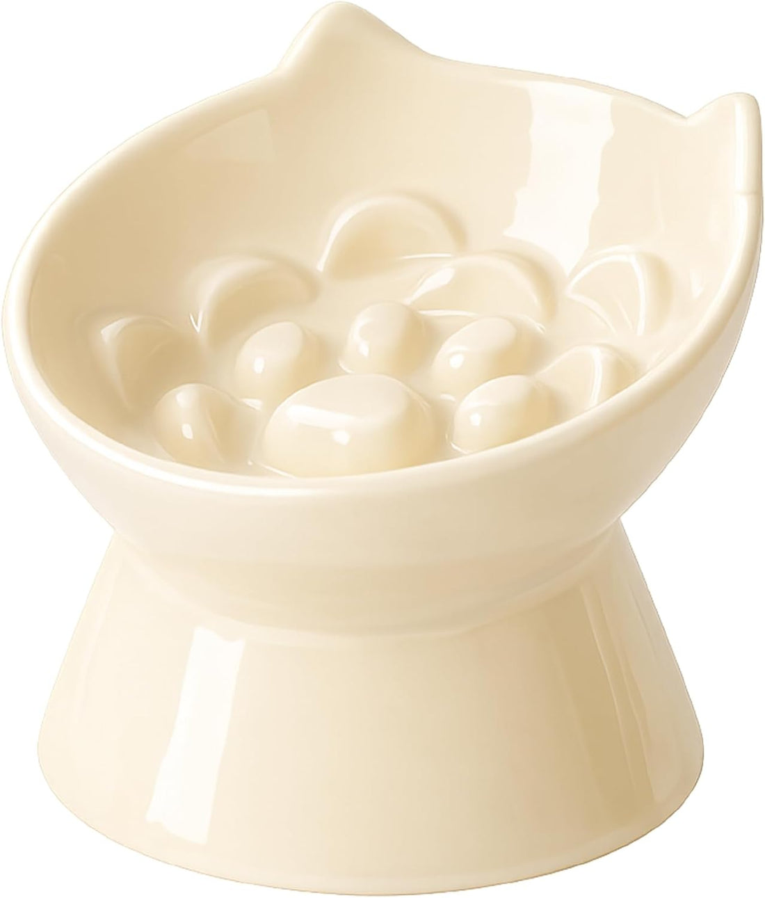 PawsPik Lynx Ceramic Raised Slow Dog & Cat Elevated Food Bowl