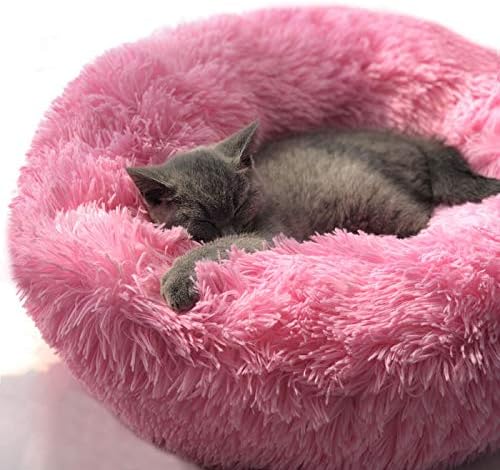 BODISEINT Modern Soft Plush Round Pet Bed for Cats or Small Dogs