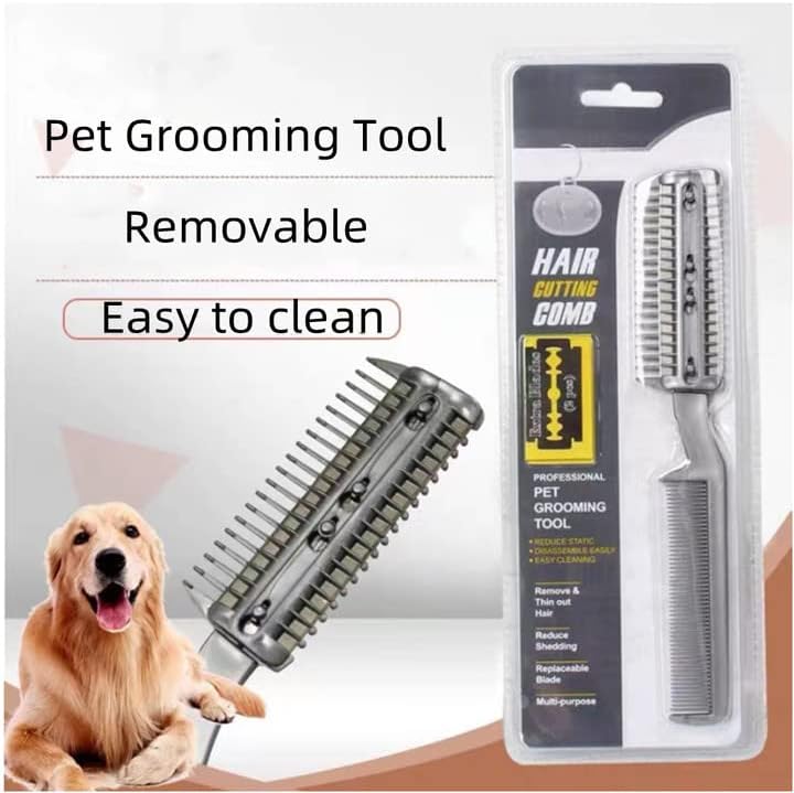 2Pcs Razor Comb for Dogs Cats with Extra Blades Double Sides Pet
