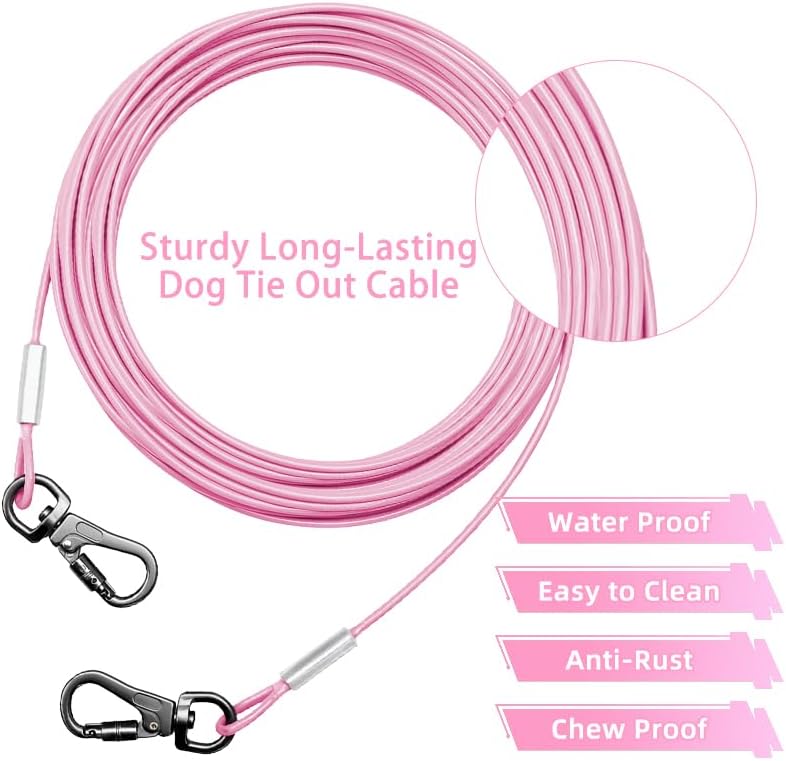 Mi Pupjoy Dog Tie Out Cable - Chew Proof Steel Wire Lead