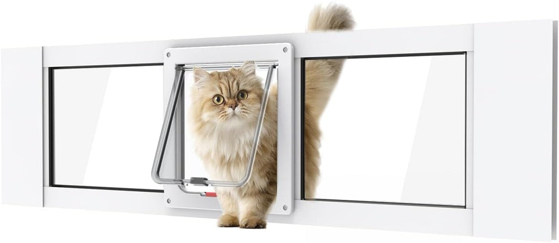 Aluminum Cat Door for Windows - Adjustable to Fit Window Width 32"-36"
