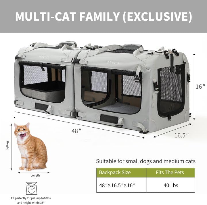 Extra Large Soft-Sided Cat Carrier for Two Cats