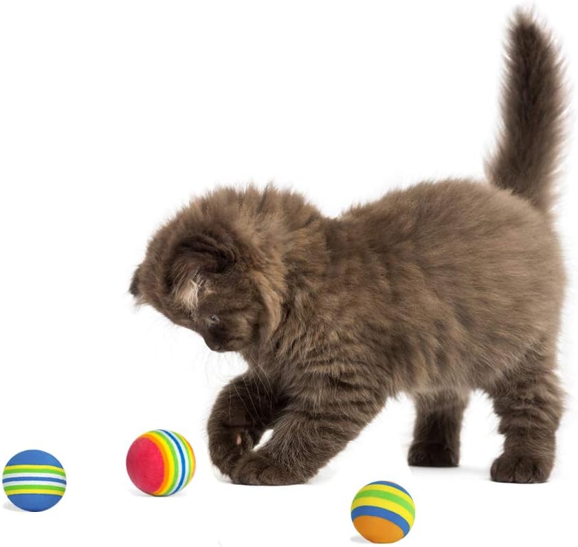 PET SHOW 15pcs 1.4" Interactive Cat Toy Balls for Indoor Cats