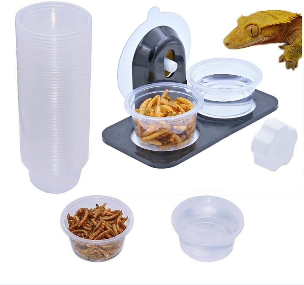Lizard Crested Gecko Food Water Feeding Cups, 100 pcs, 1 oz