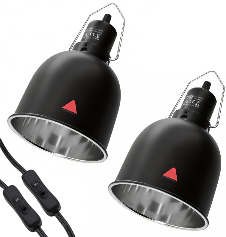 2-Pack Reptile Light Fixture 5.5in Deep Dome Reptile Lamp Fixture