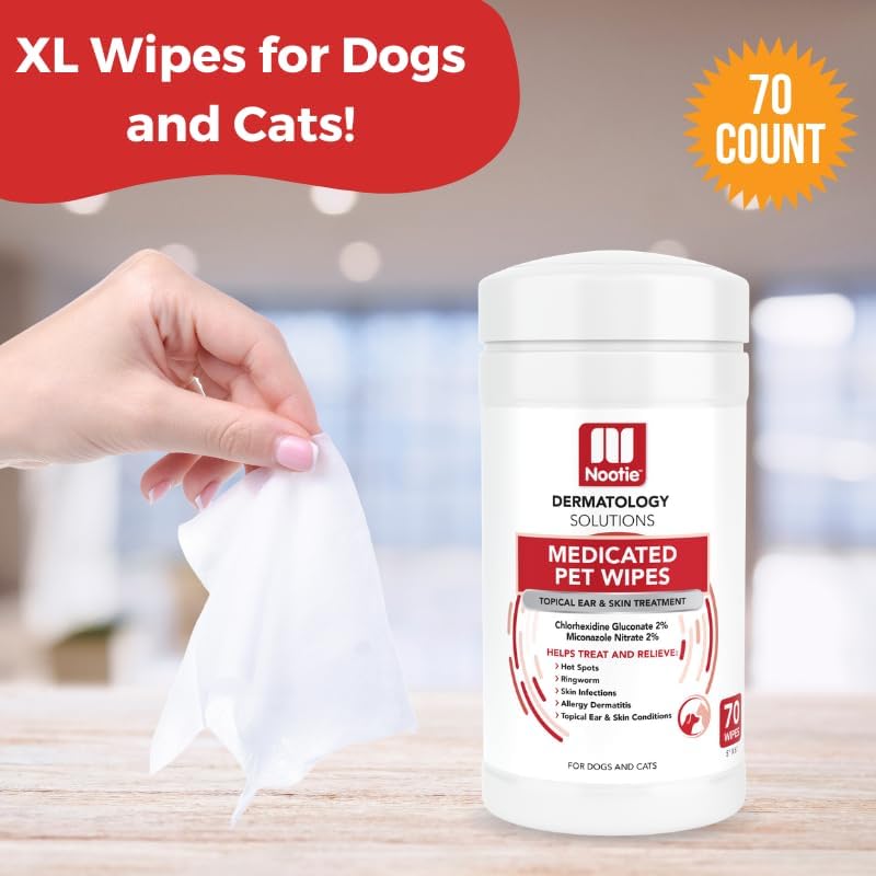 Nootie Medicated Dog Wipes, 2% Chlorhexidine and 2% Miconazole