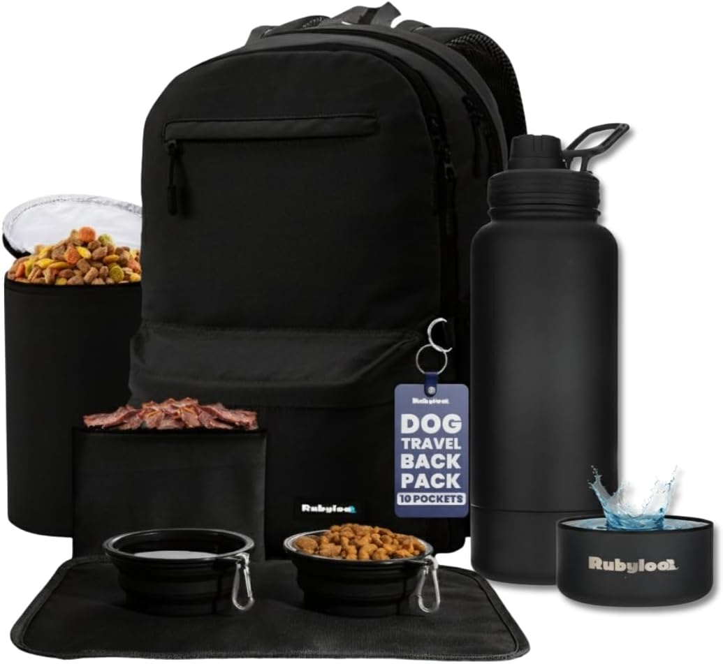 Rubyloo The Original Doggy Bag Backpack & 32oz Insulated Water Bottle