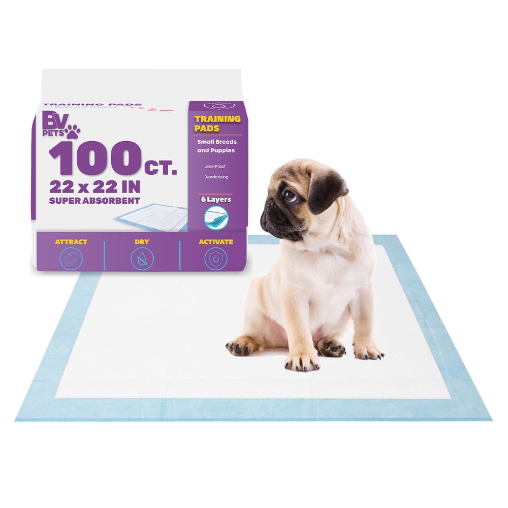 BV Puppy Pads Leak-Proof 100 Count 22"x 22"