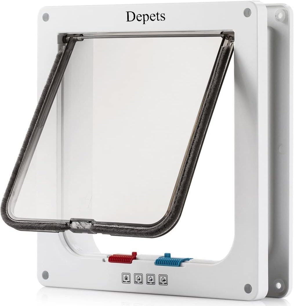 Depets Large Cat Door, 4 Way Locking Cat Flap Door for Interior