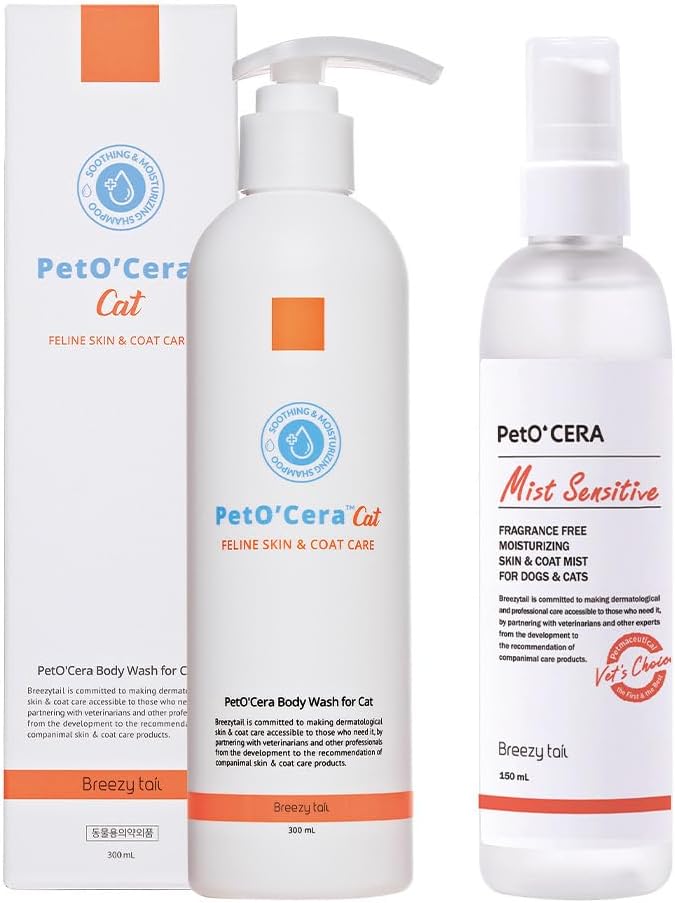 PetO'Cera Cat Care Bundle | Hypoallergenic Shampoo & Hydrating Mist