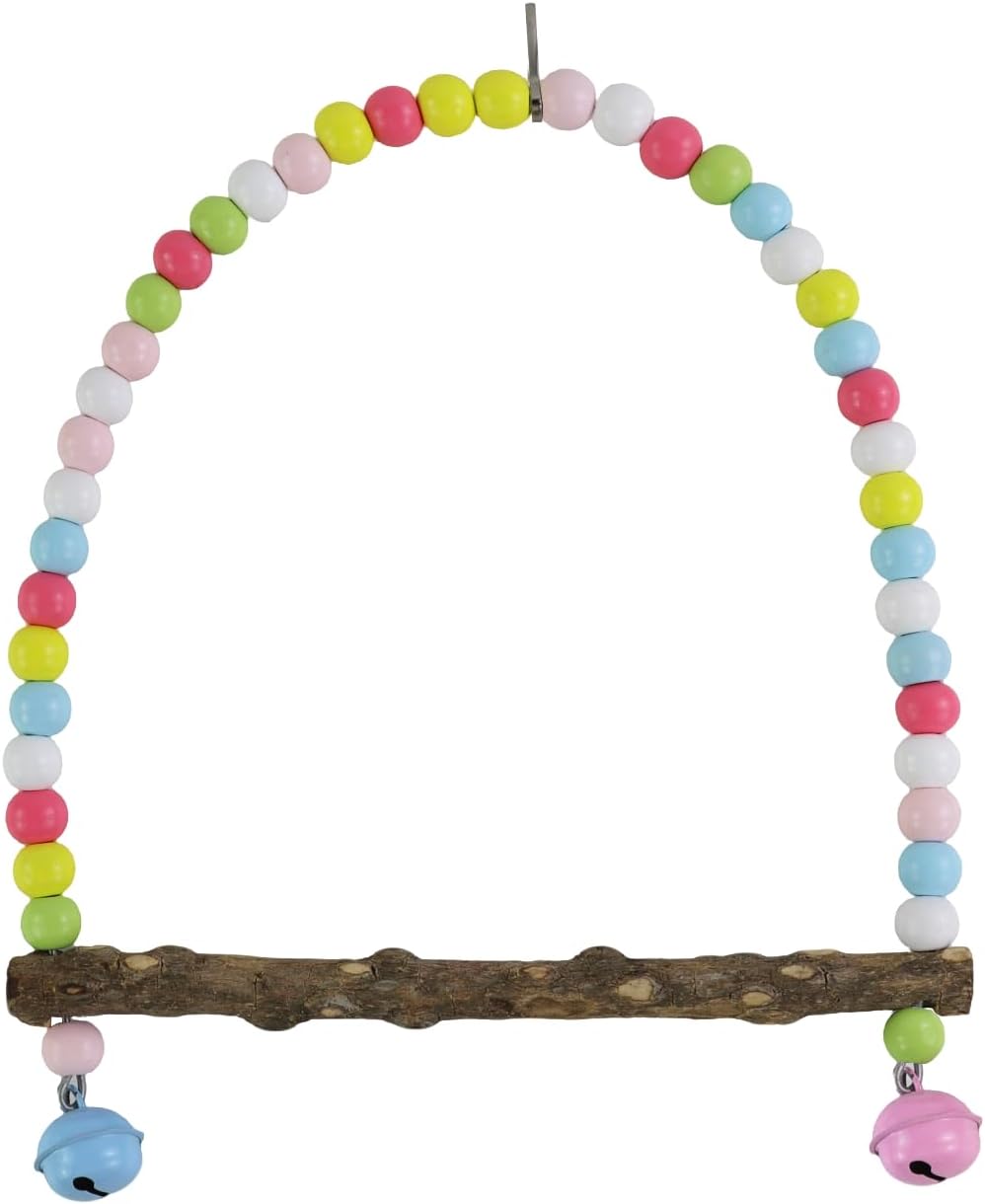 Wooden Bird Swing, 9 Inches Hanging Birds Cage Perches with Playing