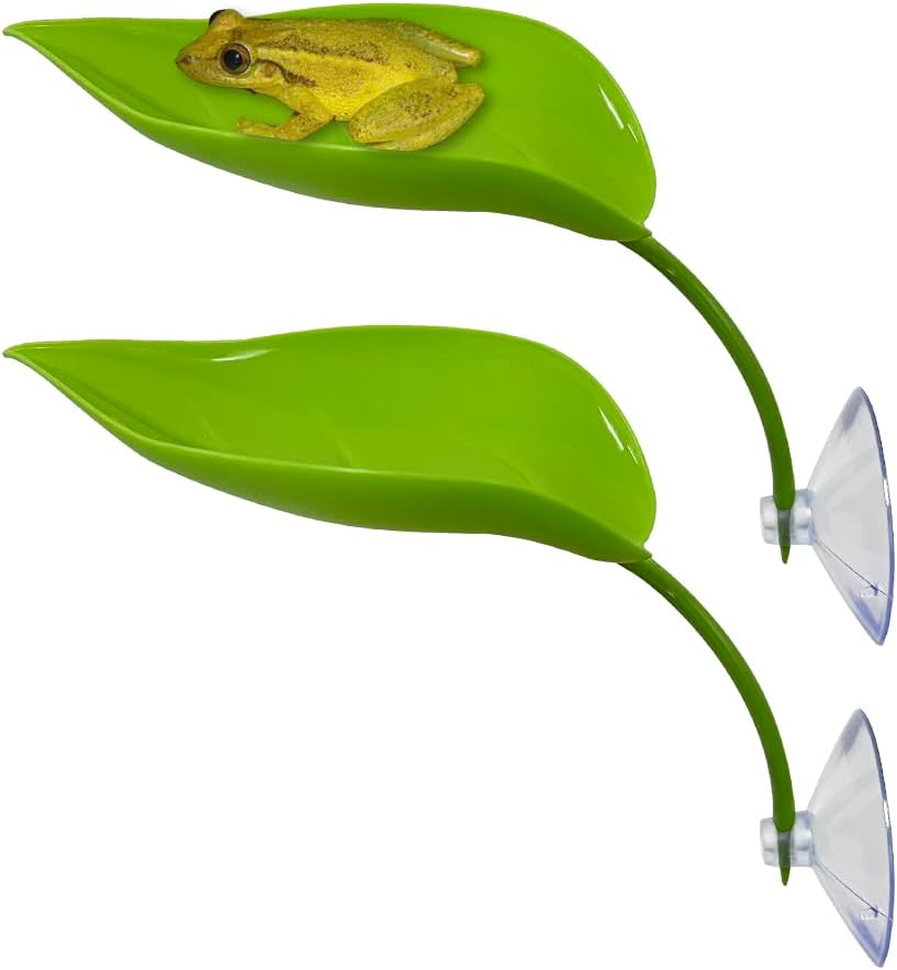 KVZVK 2Pcs Tree Frog Tank Leaf Decorations,Leaf Shape Basking