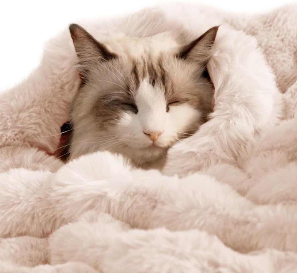 SOMAHE Soft Faux Fur Cat Blanket, Washable, Small 22x18
