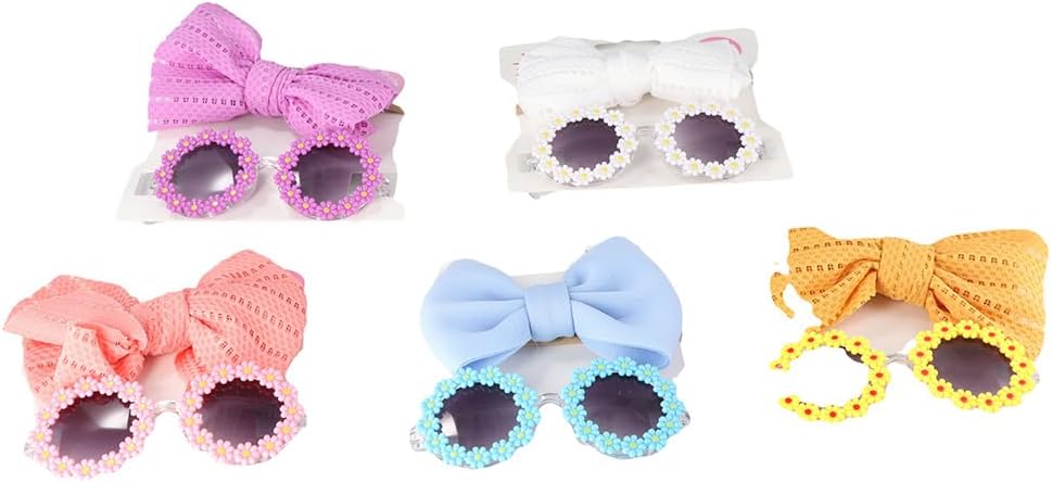 2Pcs/Set Pet Dog Bow Headband Sunflower Sunglasses Cute Summer Beach