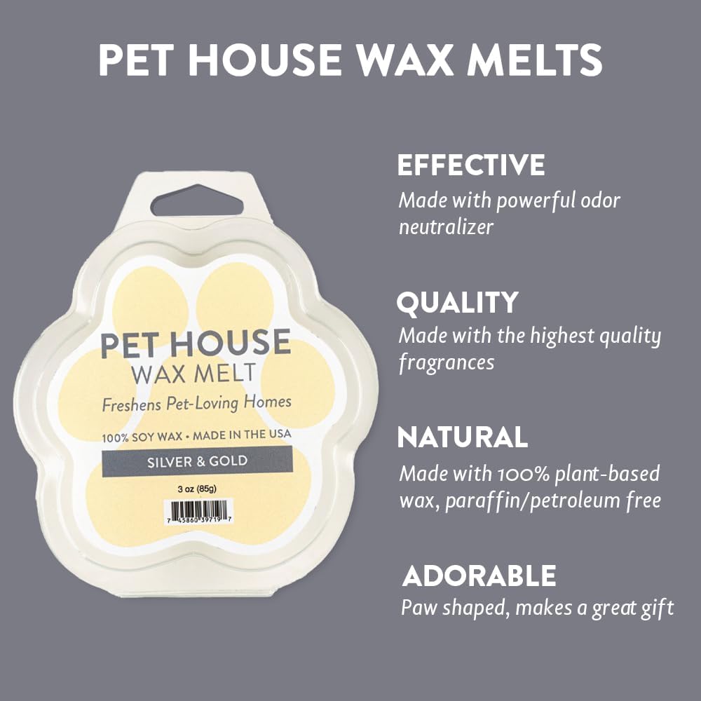 Silver & Gold Christmas Wax Melts Plant-Based Wax, 2 Pack Pet House