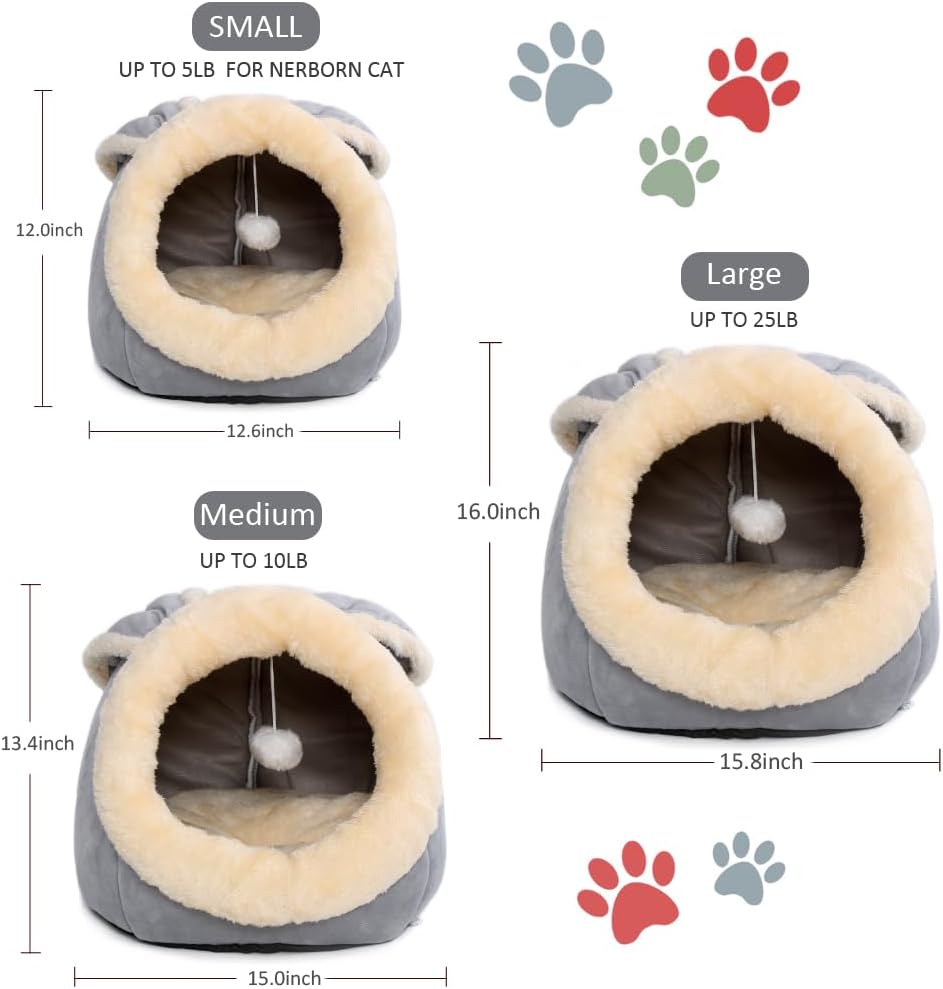 Cat Beds for Indoor Cats-Rabbit-Shaped Cat Cave Bed with Hanging