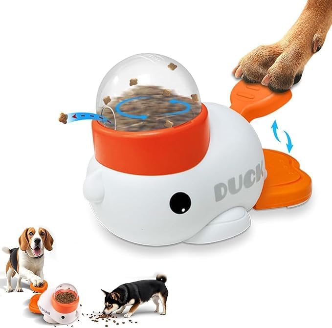 Duck Dog Treat Dispenser Toy, Interactive Slow Feeder Puzzle Toy