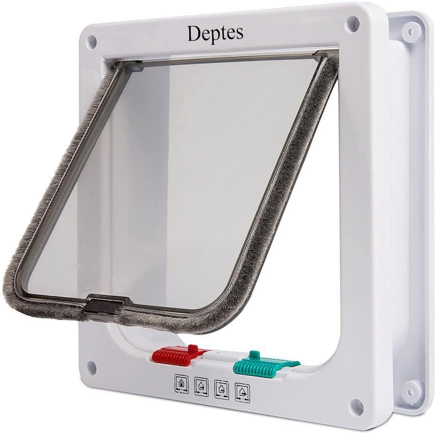 Depets Large Cat Door, 4 Way Locking Cat Flap Door for Interior