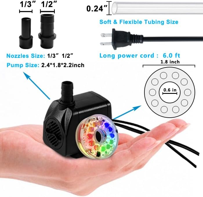 PULACO 160GPH Small Fountain Pump