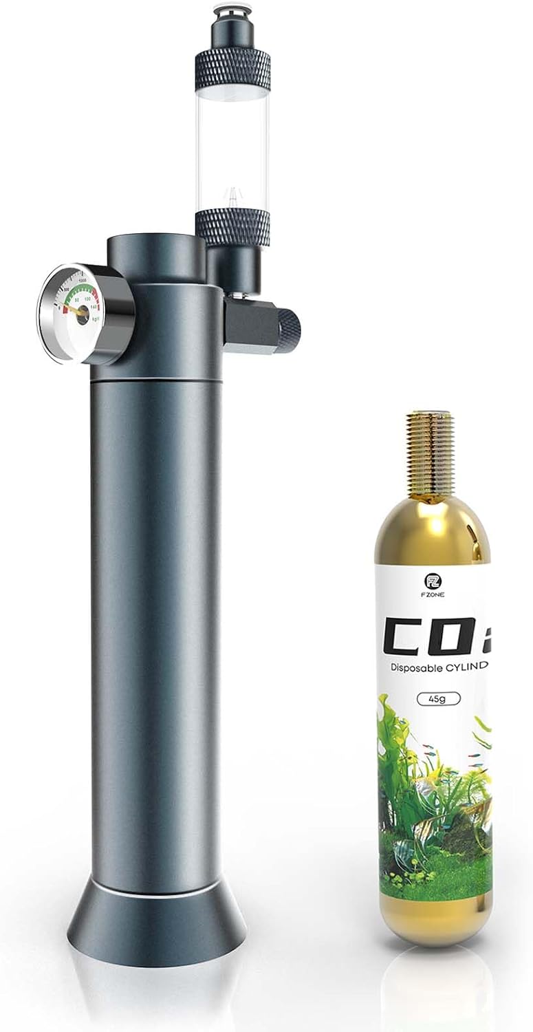 FZONE Desktop Aquarium CO2 System,45g CO2 Cartridge,5/8" & 3/8"