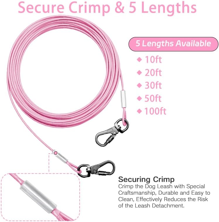 Mi Pupjoy Dog Tie Out Cable - Chew Proof Steel Wire Lead