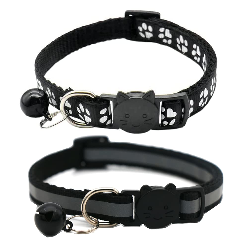 2 Pack Cat Collars Quick Release Reflective Kitten Collar with Bell